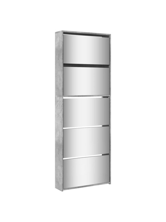 Botník se zrcadlem 5patrový betonově šedý 63 x 17 x 169,5 cm