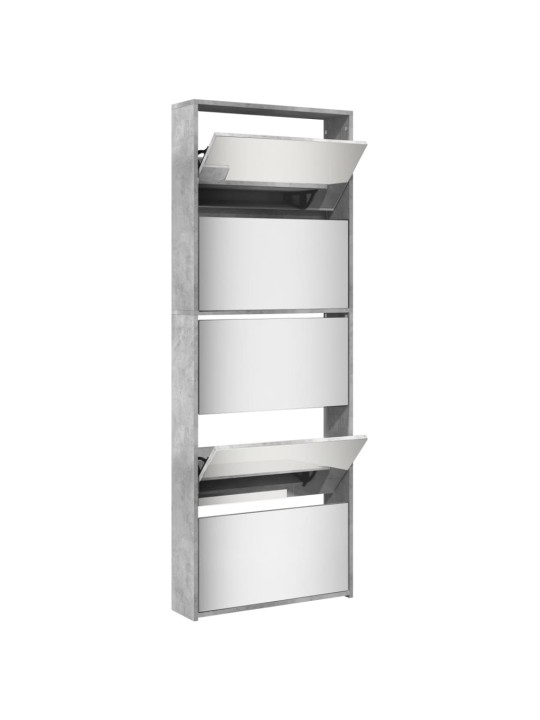 Botník se zrcadlem 5patrový betonově šedý 63 x 17 x 169,5 cm