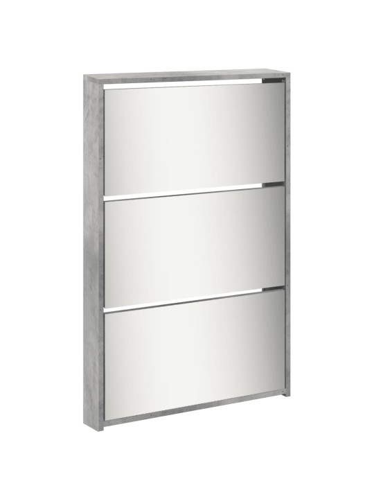 Botník se zrcadlem 5patrový betonově šedý 63 x 17 x 169,5 cm