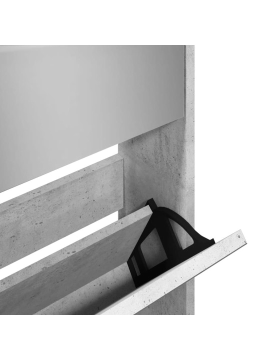 Botník se zrcadlem 5patrový betonově šedý 63 x 17 x 169,5 cm