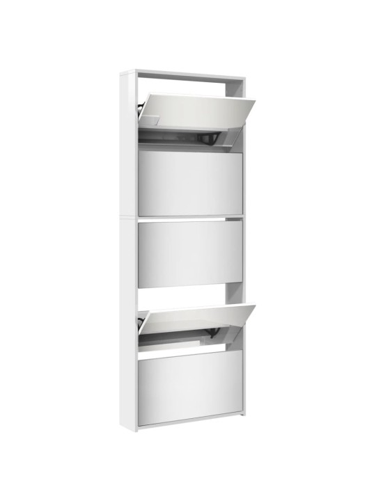 Botník se zrcadlem 5patrový bílý s vysokým leskem 63x17x169,5cm