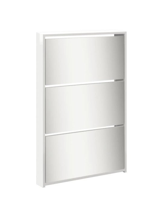 Botník se zrcadlem 5patrový bílý s vysokým leskem 63x17x169,5cm