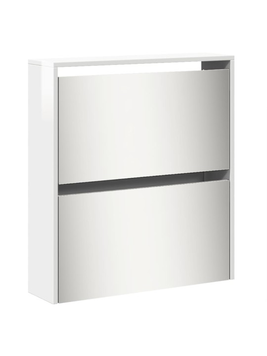 Botník se zrcadlem 5patrový bílý s vysokým leskem 63x17x169,5cm