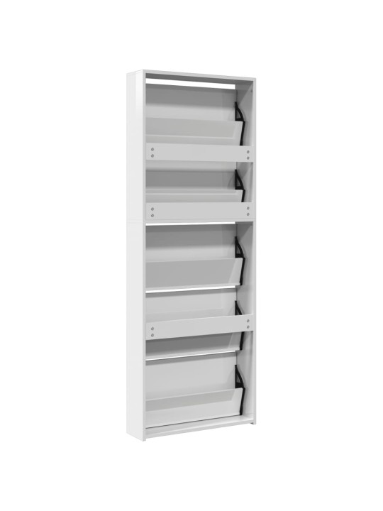 Botník se zrcadlem 5patrový bílý s vysokým leskem 63x17x169,5cm
