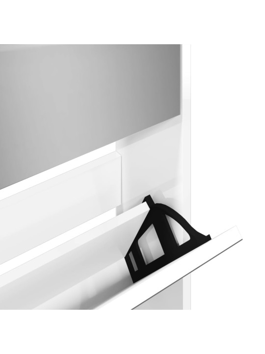 Botník se zrcadlem 5patrový bílý s vysokým leskem 63x17x169,5cm