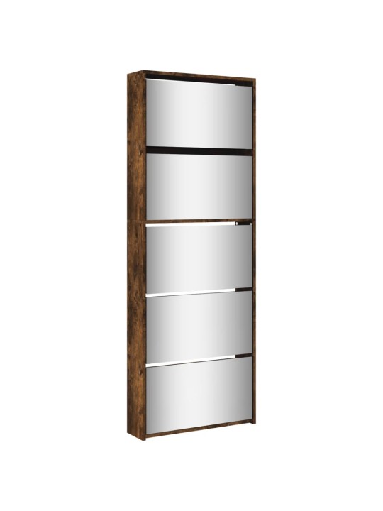 Botník se zrcadlem 5patrový kouřový dub 63 x 17 x 169,5 cm