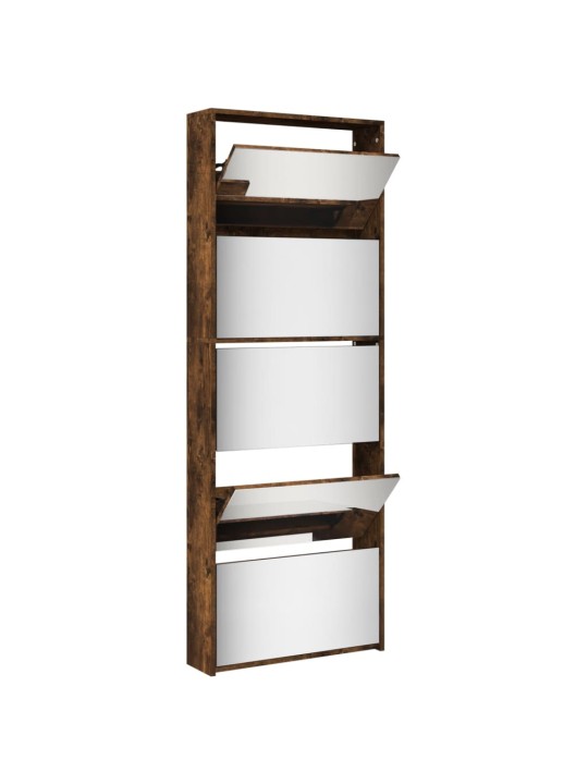 Botník se zrcadlem 5patrový kouřový dub 63 x 17 x 169,5 cm