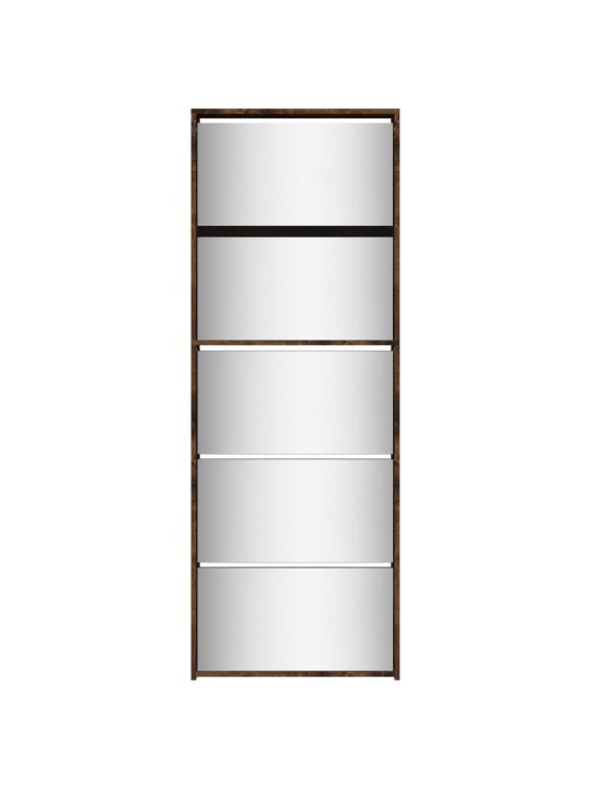Botník se zrcadlem 5patrový kouřový dub 63 x 17 x 169,5 cm
