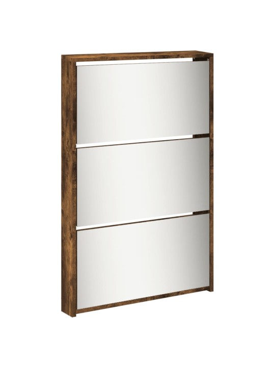 Botník se zrcadlem 5patrový kouřový dub 63 x 17 x 169,5 cm