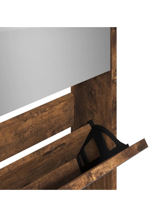 Botník se zrcadlem 5patrový kouřový dub 63 x 17 x 169,5 cm