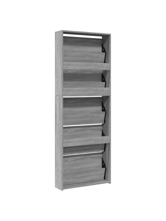 Botník se zrcadlem 5patrový šedý sonoma 63 x 17 x 169,5 cm