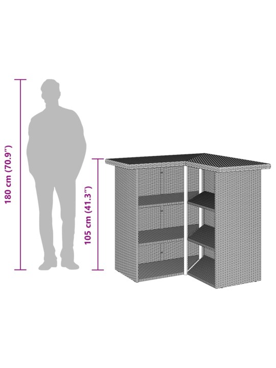 3dílný zahradní barový set s poduškami šedý polyratan
