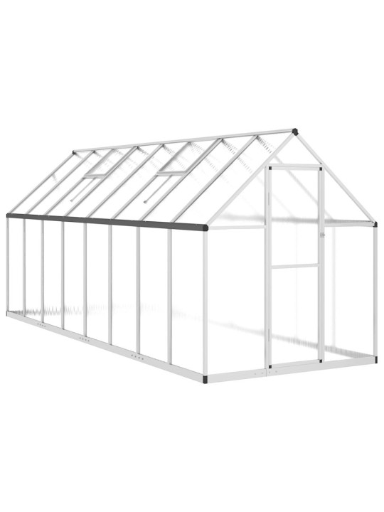 Skleník s podkladovým rámem stříbrný 445 x 169 x 195 cm hliník