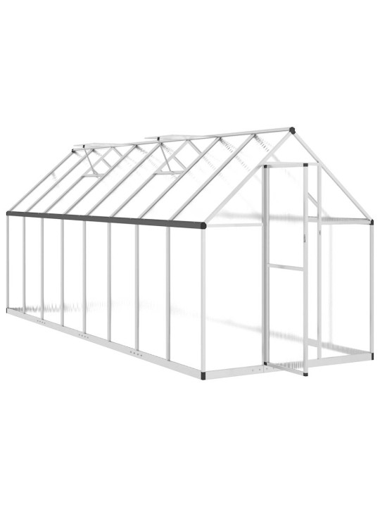 Skleník s podkladovým rámem stříbrný 445 x 169 x 195 cm hliník