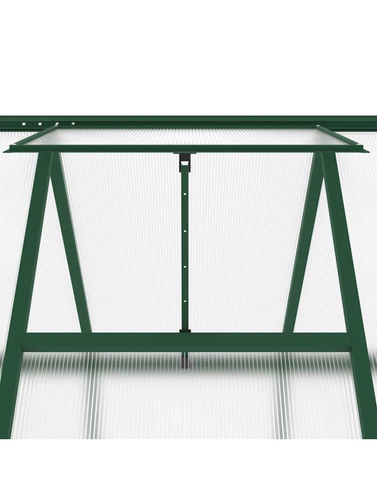 Skleník s podkladovým rámem zelený 445 x 169 x 195 cm hliník