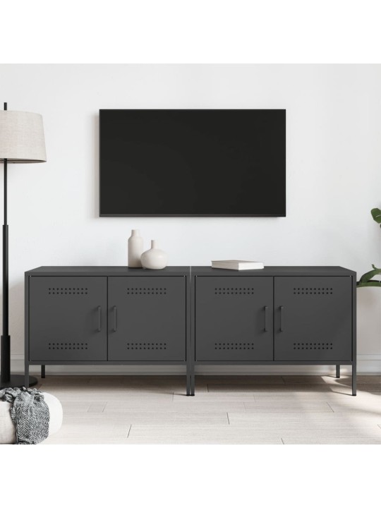 TV skříňky 2 ks černé 68 x 39 x 50,5 cm ocel
