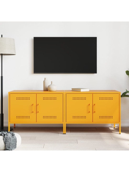 TV skříňky 2 ks hořčicově žluté 68 x 39 x 50,5 cm ocel