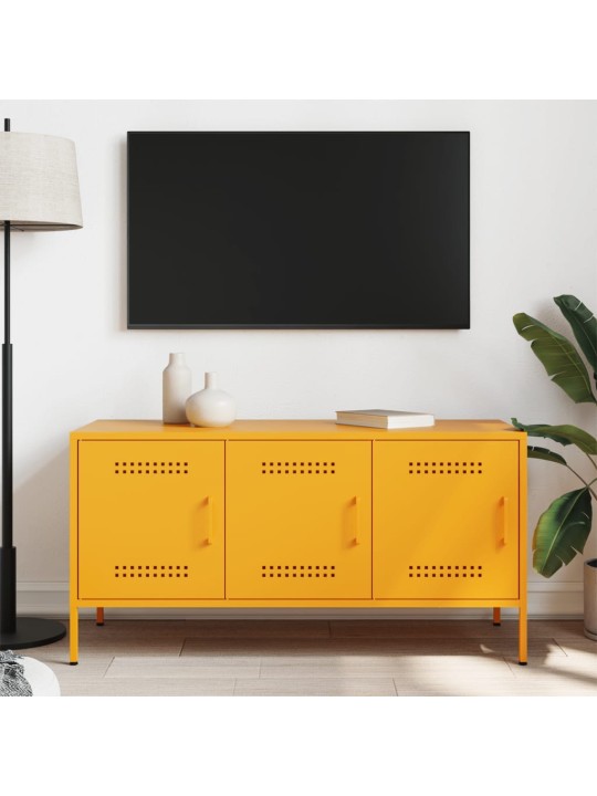 TV skříňka hořčicově žlutá 100,5 x 39 x 50,5 cm ocel