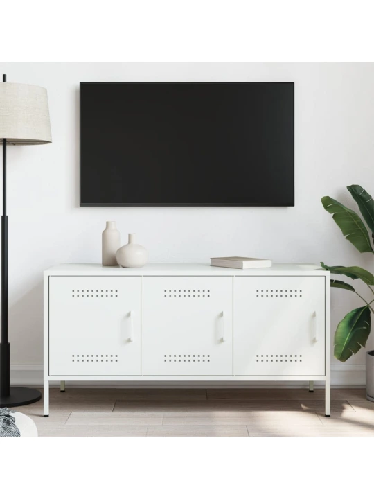 TV skříňka bílá 100,5 x 39 x 50,5 cm ocel