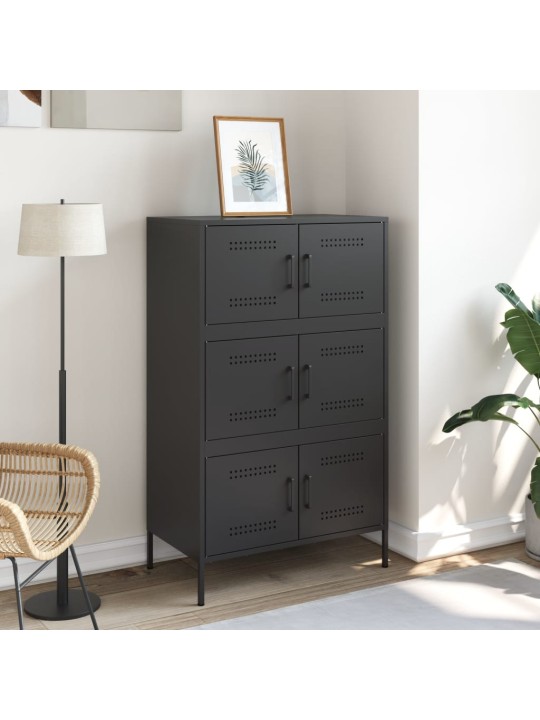 Skříň highboard černá 68 x 39 x 113 cm ocel