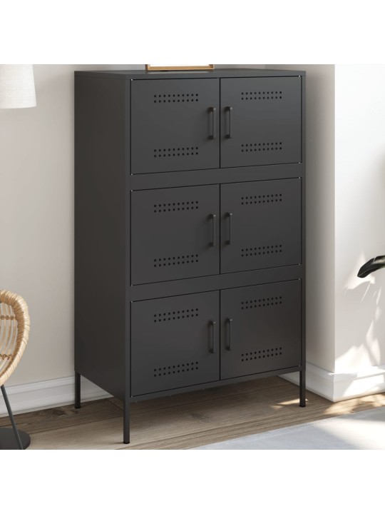 Skříň highboard černá 68 x 39 x 113 cm ocel