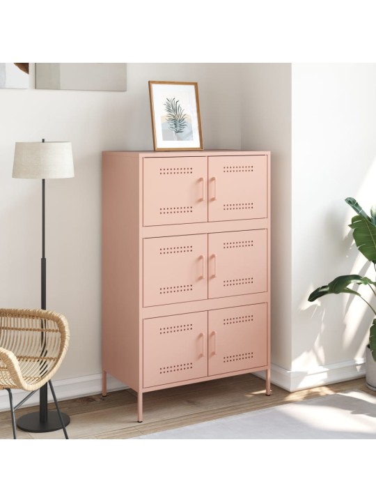 Skříň highboard růžová 68 x 39 x 113 cm ocel