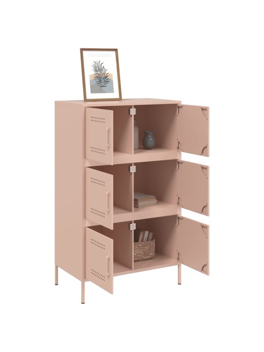 Skříň highboard růžová 68 x 39 x 113 cm ocel