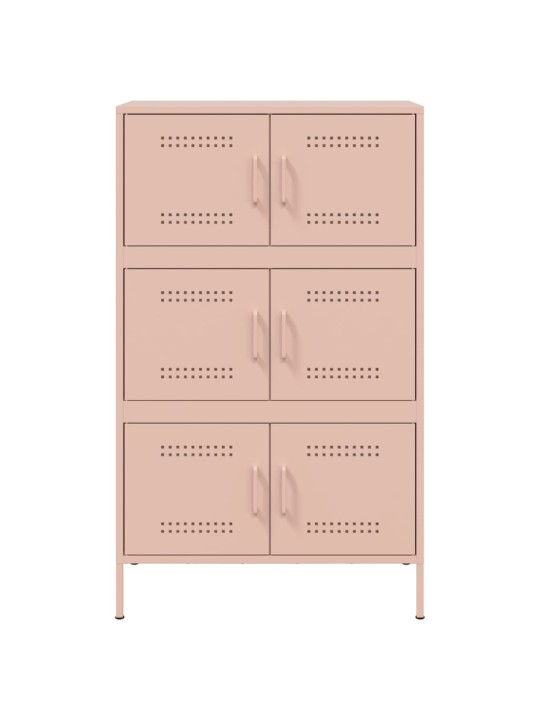 Skříň highboard růžová 68 x 39 x 113 cm ocel