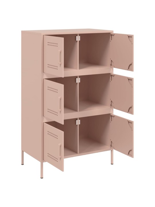 Skříň highboard růžová 68 x 39 x 113 cm ocel
