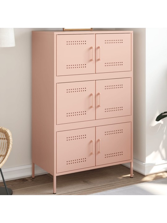 Skříň highboard růžová 68 x 39 x 113 cm ocel
