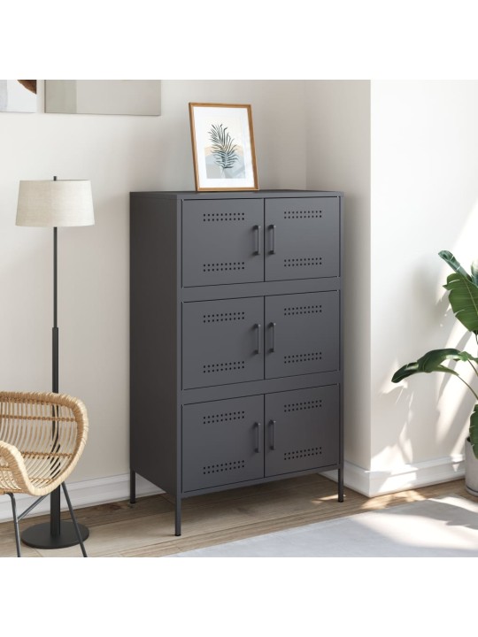 Skříň highboard antracitová 68 x 39 x 113 cm ocel