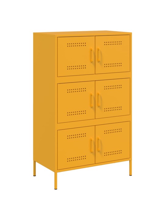 Skříň highboard hořčicově žlutá 68 x 39 x 113 cm ocel