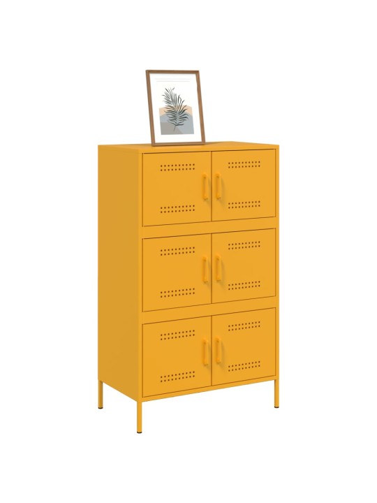 Skříň highboard hořčicově žlutá 68 x 39 x 113 cm ocel