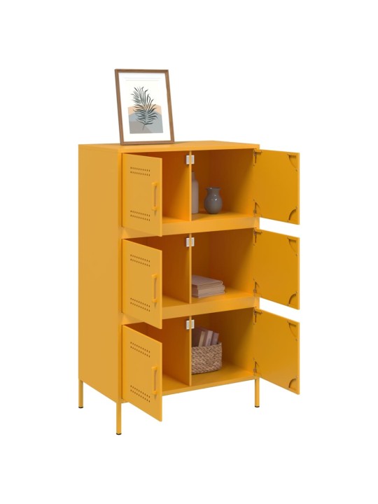 Skříň highboard hořčicově žlutá 68 x 39 x 113 cm ocel