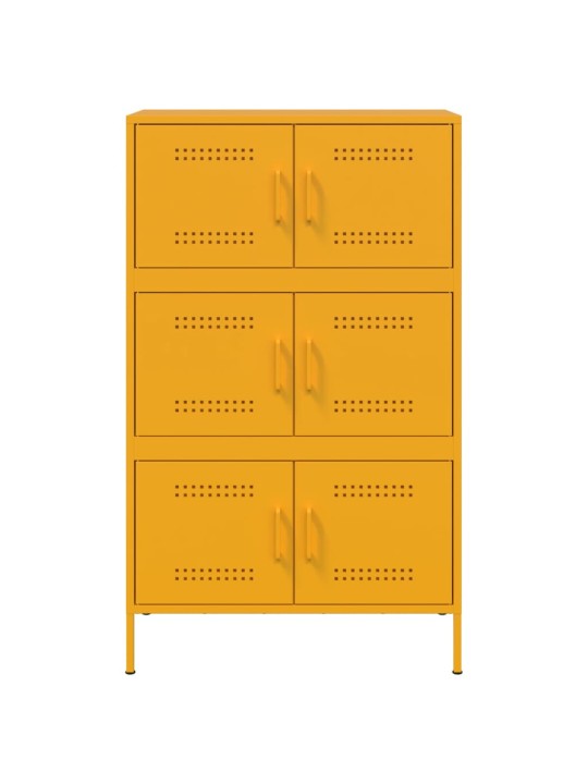 Skříň highboard hořčicově žlutá 68 x 39 x 113 cm ocel