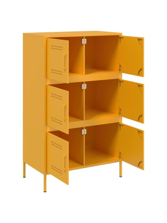 Skříň highboard hořčicově žlutá 68 x 39 x 113 cm ocel