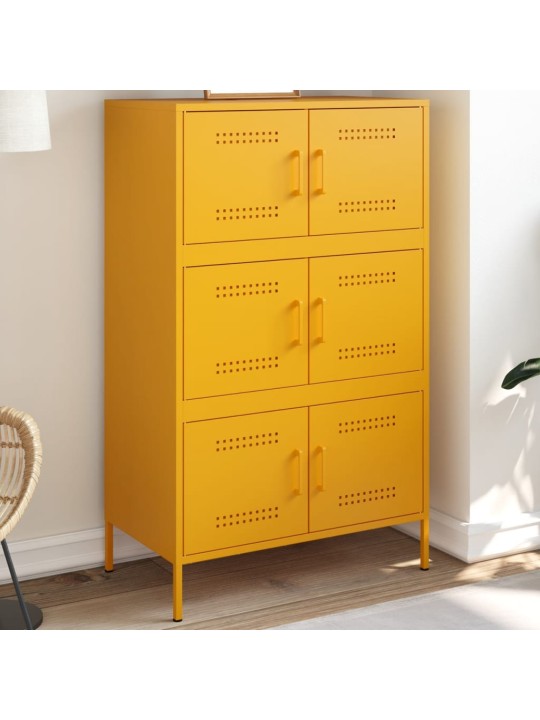 Skříň highboard hořčicově žlutá 68 x 39 x 113 cm ocel