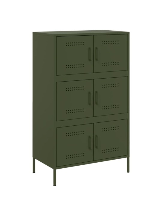 Skříň highboard olivově zelená 68 x 39 x 113 cm ocel