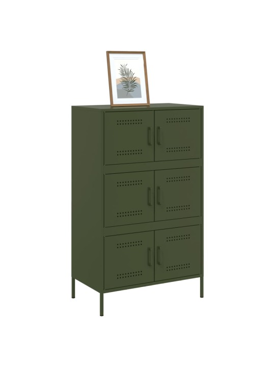 Skříň highboard olivově zelená 68 x 39 x 113 cm ocel