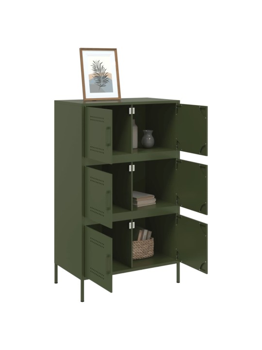 Skříň highboard olivově zelená 68 x 39 x 113 cm ocel