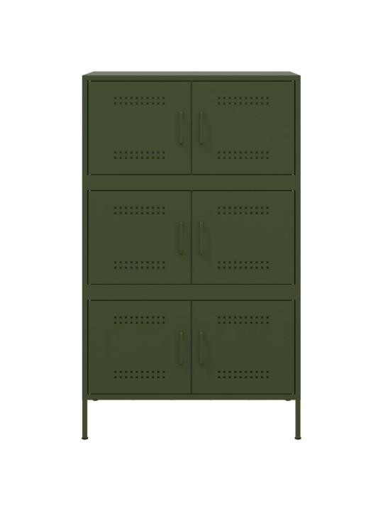 Skříň highboard olivově zelená 68 x 39 x 113 cm ocel