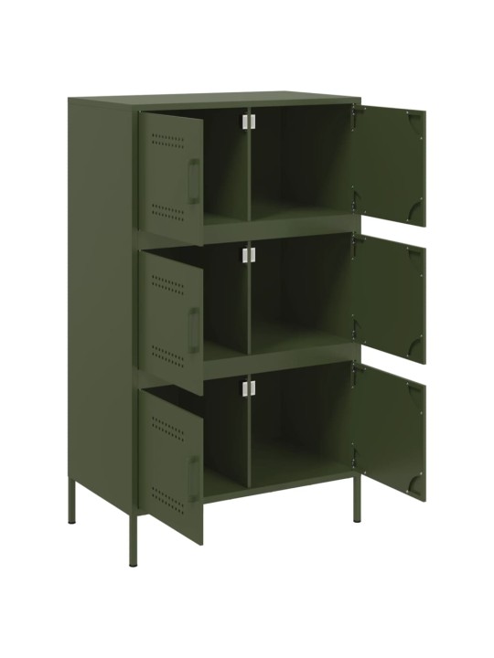 Skříň highboard olivově zelená 68 x 39 x 113 cm ocel