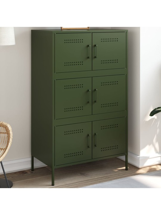 Skříň highboard olivově zelená 68 x 39 x 113 cm ocel