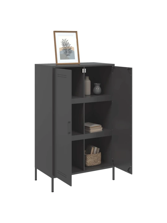 Skříň highboard černá 68 x 39 x 113 cm ocel