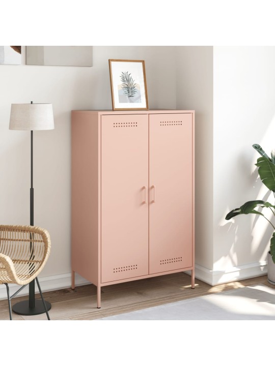 Skříň highboard růžová 68 x 39 x 113 cm ocel