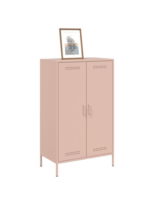 Skříň highboard růžová 68 x 39 x 113 cm ocel