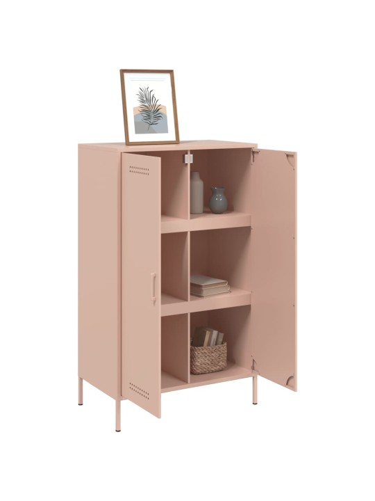 Skříň highboard růžová 68 x 39 x 113 cm ocel