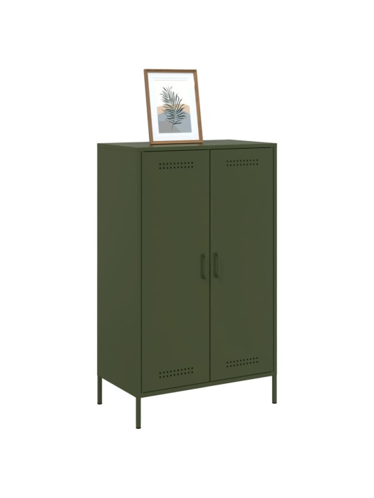 Skříň highboard olivově zelená 68 x 39 x 113 cm ocel