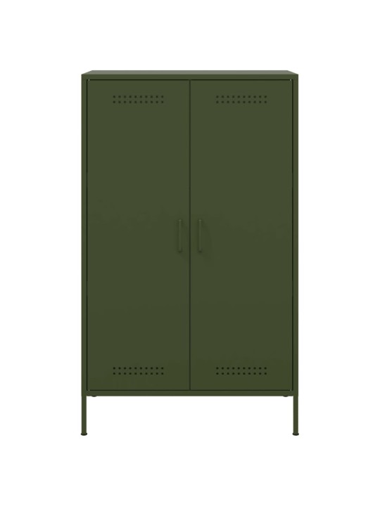Skříň highboard olivově zelená 68 x 39 x 113 cm ocel