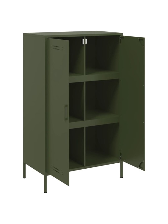 Skříň highboard olivově zelená 68 x 39 x 113 cm ocel